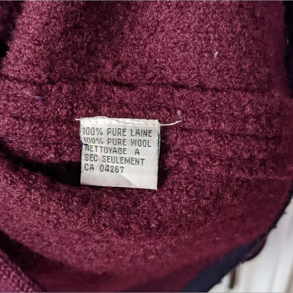 Vintage embroidered burgundy red wool cardigan shacket Medium @X - Picture 7 of 9